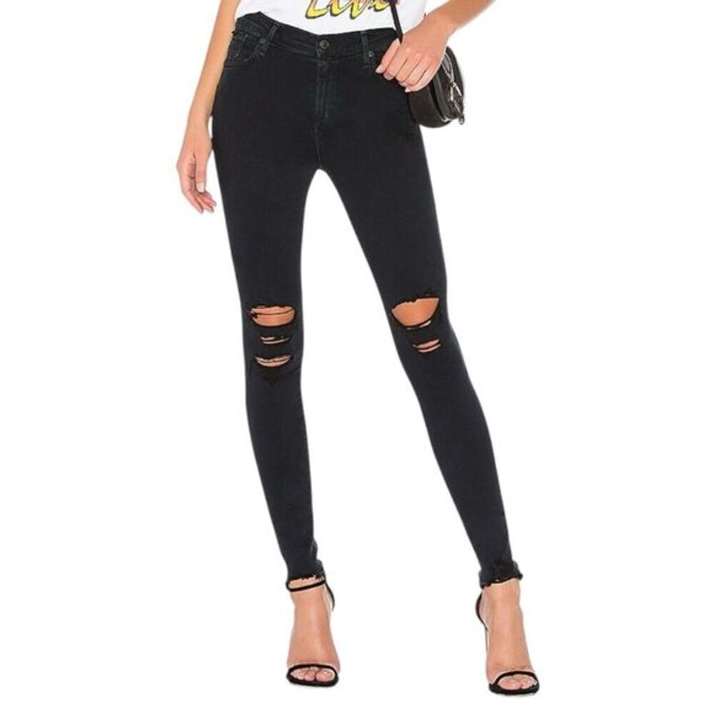 AGOLDE Sophie Jeans Women’s Size 26 Black High Rise Distressed Skinny Fit